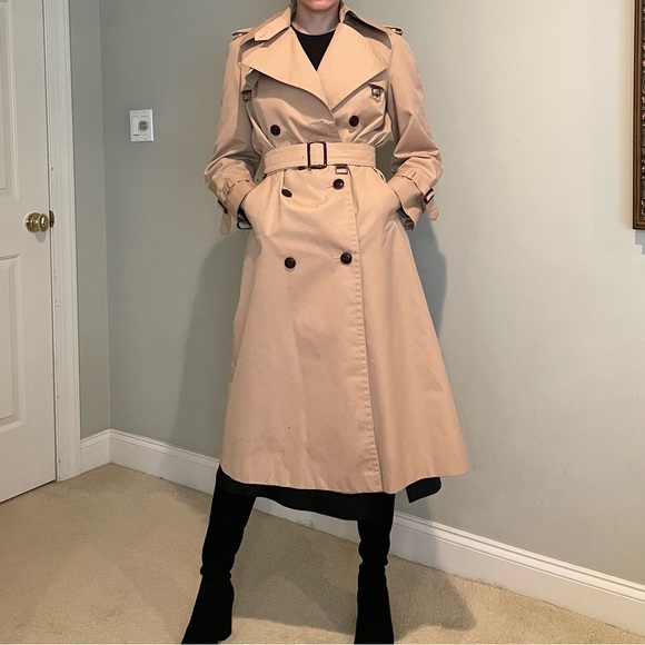 Etienne Aigner beige trench coat double breasted with belt size 8 - Picture 2 of 16